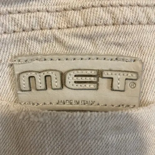 MET women's size 29 lightweight linen blend gold studded beige casual pants