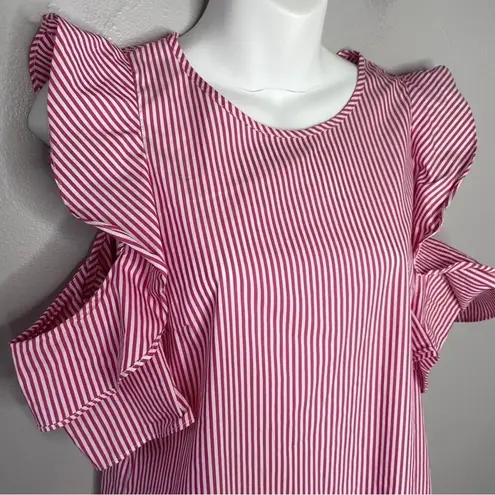 J. McLaughlin Dress Womens Size Small Striped Summer Ruffle Feminine Date Brunch