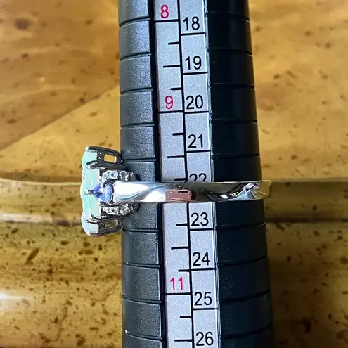 Natural Ethiopian Opal Tanzanite Sterling Silver Ring Size 10