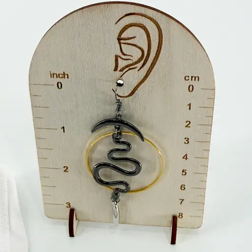 Celestial Snake Drop Earrings, Witchy Earrings, Gift for Her Silver