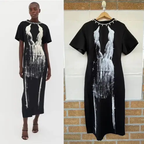Area Black Screenprint Embellished Maxi Dress XL