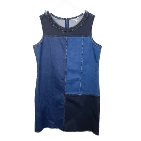 Edge Hope and Harlow Sleeveless Cotton Denim Patchwork Frayed Raw Dress Size 12