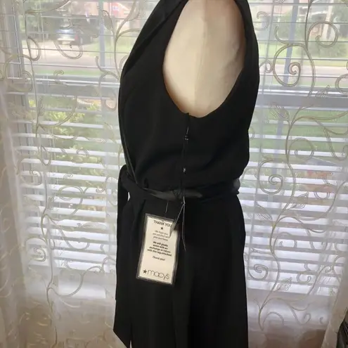 Adrianna Papell  Faux Wrap Tuxedo Dress Size 10 Black Formal Cocktail Wedding$139