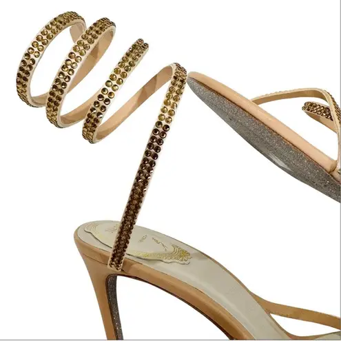 RENE CAOVILLA pink Cleo thin heeled sandals NEW Silver Size 9