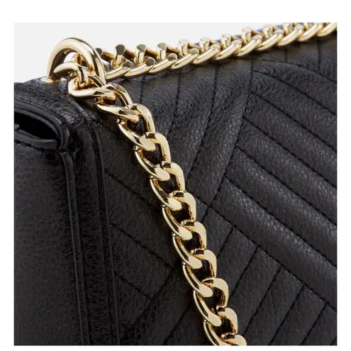 Love moschino Women's Shiny Quilted Metallic Chain Cross Body Bag - Black