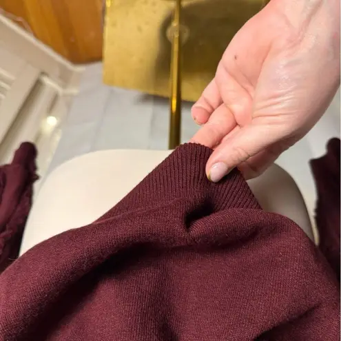 BiBi Burgundy Ruffled Crew Neck Sweater Red