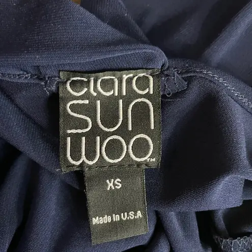 Clara Sun Woo Navy Crepe Open Back Short Sleeve Stretch Travel Jumpsuit