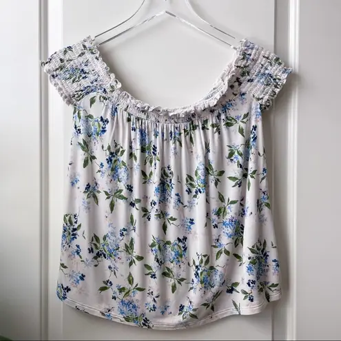 American Eagle  Outfitters Floral Off Shoulder Soft Smocked Top Small