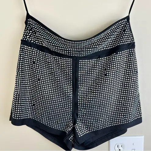 BANJUL Rhinestone Embellished Black High-Waisted Hot Pants Shorts (est. small)