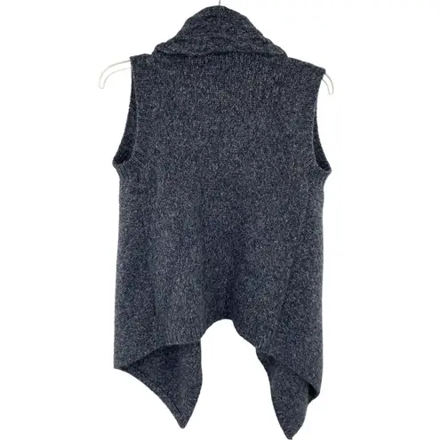 Eastside Westside Women's Wool Blend Marled Open Cable Knit Draped Sweater Vest Gray