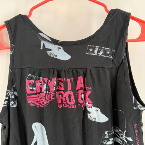 Crystal Rock Y2K Tank Medium NWT Christian Audigier Limited Edition #12/1000 Black