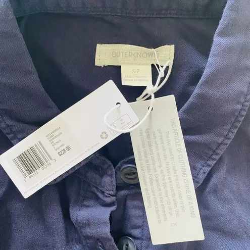 NWT Outerknown S.E.A. Long Sleeve Blue Linen Cotton Blend Utility Jumpsuit Sz S