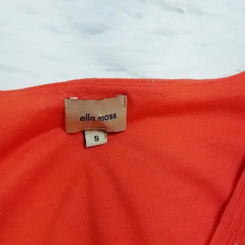 Ella Moss Orange Summer Blouse Beach Wear Top V Neck