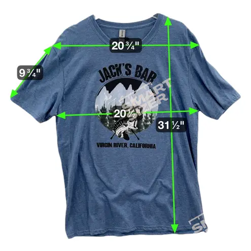 Gildan Graphic Tee XL Heather Blue Softstyle NWT Jack's Bar Virgin River Fishing