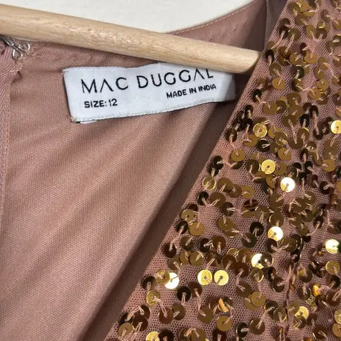 Mac Duggal style 94016 3D hanging disco Sequin copper Evening party Dress SZ 12