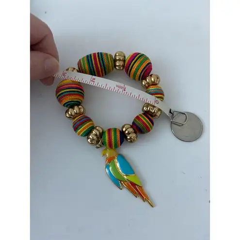 Boutique rainbow bead bracelet with parrot charm