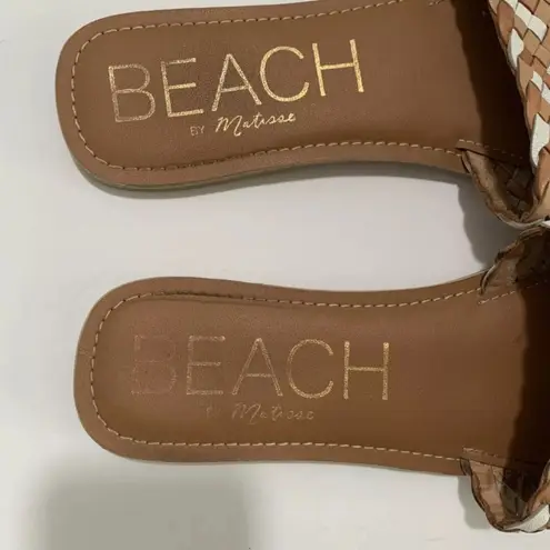 Anthropologie  Matisse Saltwater Tan White Woven Sandals 10 Leather SEE PHOTOS