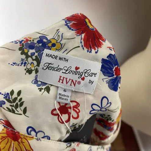 HVN Tender Loving Care Elena One Shoulder Dress Flower Bunch Sz 6