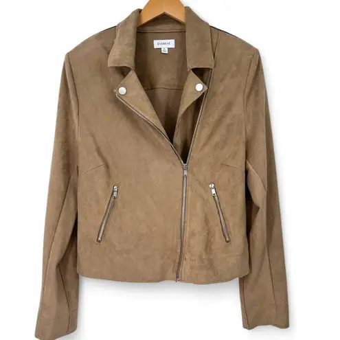 Evereve | XL | Cropped Jacket Women's Cardigan Blazer Camel Faux Suede Moto