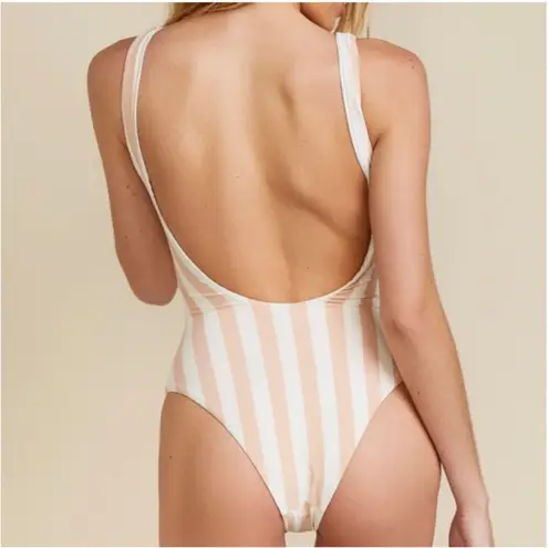 dippin daisy's swimwear Dippin Daisy’s Stripe Scoop Serene One piece swimsuit white pink Barbie Medium