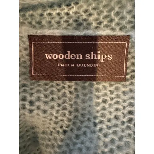 Wooden Ships Sweater Women Medium Blue Mohair Wool Blend Cardigan Preppy Outdoor