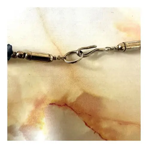 Carnelian aventurine silver tone tribal beaded necklace