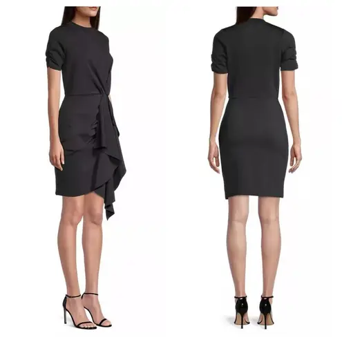 Rachel Parcell Black Draped Interlock Minidress Size Large NWT Cocktail Stretch