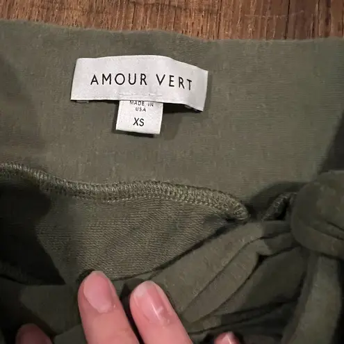 Amour Vert Aria Reverie Green Terry Midi Tie Bow Skirt Women’s Size XS