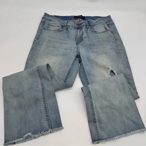 Velvet Heart Premium Denim Ellie Flare Crop Light Mid Rise Distress Jeans Sz 29