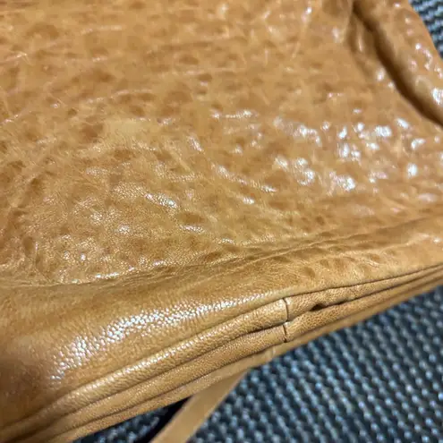 Maxon Collection Pebbled Genuine Leather Crossbody Purse made in Italy zipper Tan