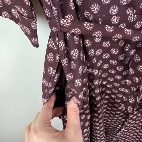 Eshakti Graphic Dot Print Crepe Sash Tie Dress 1X 18W Maxi Fit and Flare Retro