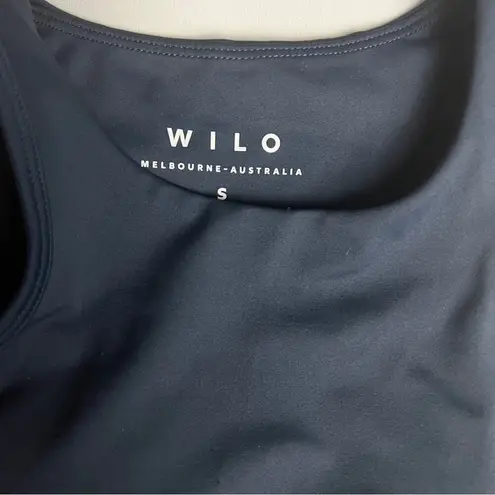 Wilo the Label Athletic Sporty Workout Navy/Marigold High Neck Sports Bra Sz S Yellow