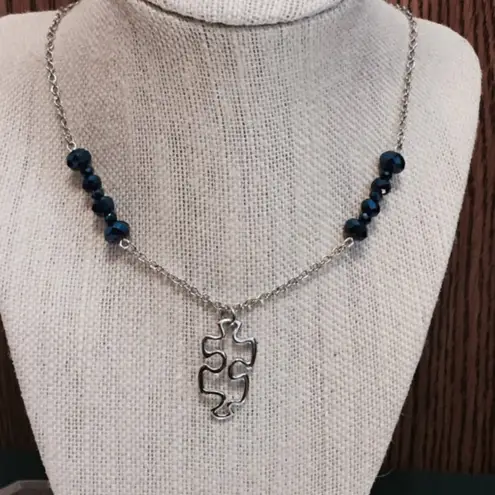 Puzzle Piece Blue Jewel Necklace