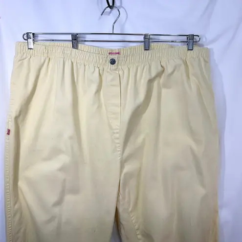 Woman Within Plus Size 36T Cropped Pants Capri Light Yellow Cotton Elastic 1535