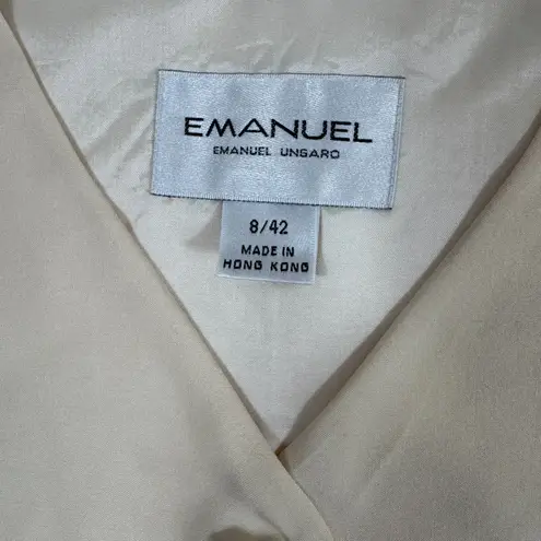 Vintage Emanuel Ungaro 100% Silk Vest Indian Elephant Motif Women's 8 Buttons Black