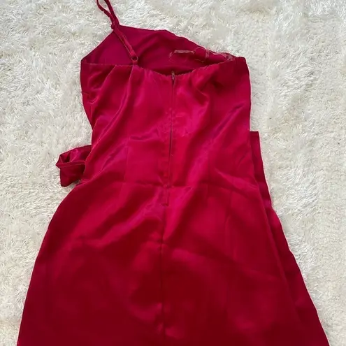 Von Maur Speechless Pink Satin Wrap Mini One Shoulder Dress XS