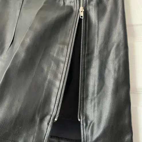 Very J Zippered Side Slit Faux Leather Mini Skirt - Size S