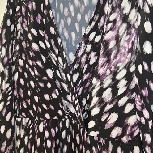 Jennifer Lopez  Flutter Sleeve Cross Purple‎ Black Front Dress Size 8