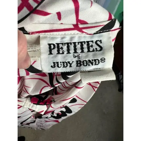 kitten bow blouse abstract leaves red black 1980s Size 12