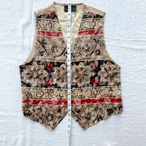 Anxiety Vintage Floral Tapestry Vest Sleeveless Top Medium M Boho Western Tan