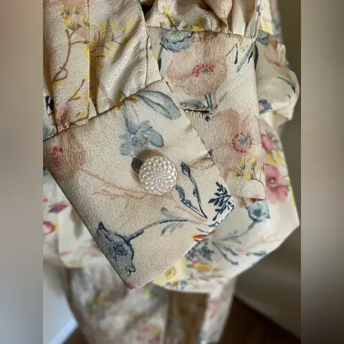 Vintage Silk Floral Wrap Dress Pink Size undefined