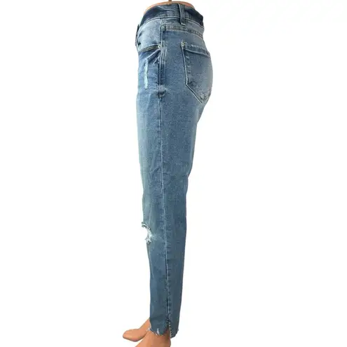 Kensie  Women's Blue Ultimate High Rise Skinny Distressed Crop Denim Jeans Size 6