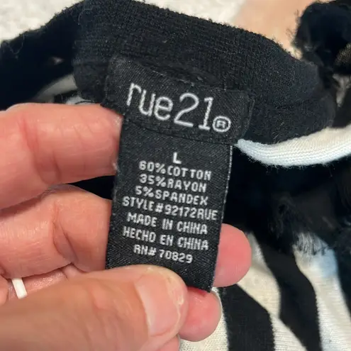 Rue 21 Cardigan Lightweight Black Cream Striped