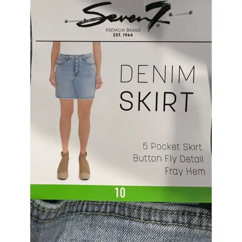 Seven7 Women's Size 10 Blue Denim Pencil Skirt Button Fly Fray Hem