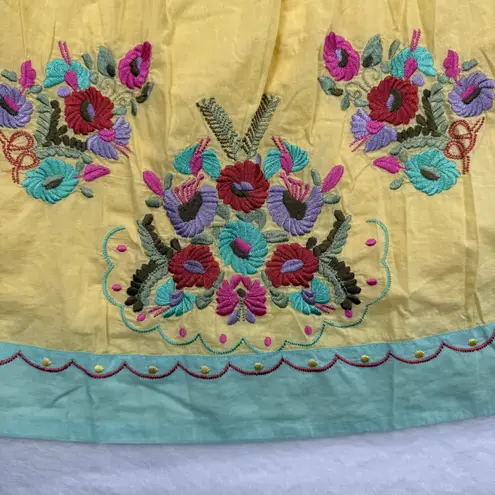 Boston Proper Embroidered Dress Beaded Cotton Sundress Yellow Summer Size 2