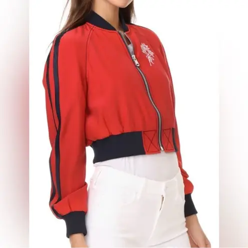Cinq À Sept Red Embroidered Bomber Jacket (see photos)