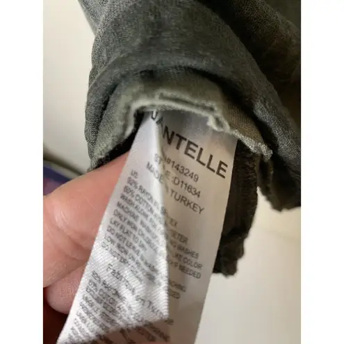 Dantelle Womens Size Large Blouse Oil Dye Lace Back Yoke Tee 3/4 Sleeve Green