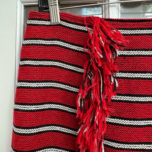 W By Worth  Burgundy Gold Striped Fringe Skirt Boho Aztec Western Size 4 Small S