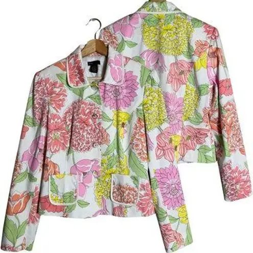 Grace Elements NWOT Floral Jacket Women's 10 White Lined Career Blazer Casual