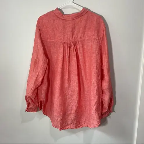 Sigrid Olsen  Coral Linen Long Sleeve Lightweight Top Plus Size 2X